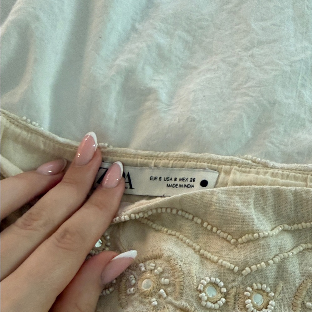 Zara White Embellished Mini Skirt - Picture 4 of 5